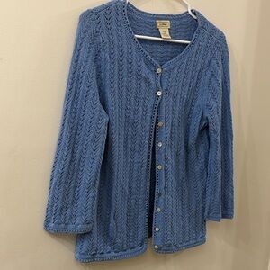 L.L. Bean Women's Light Blue Cardigan - large - cotton/linen blend
